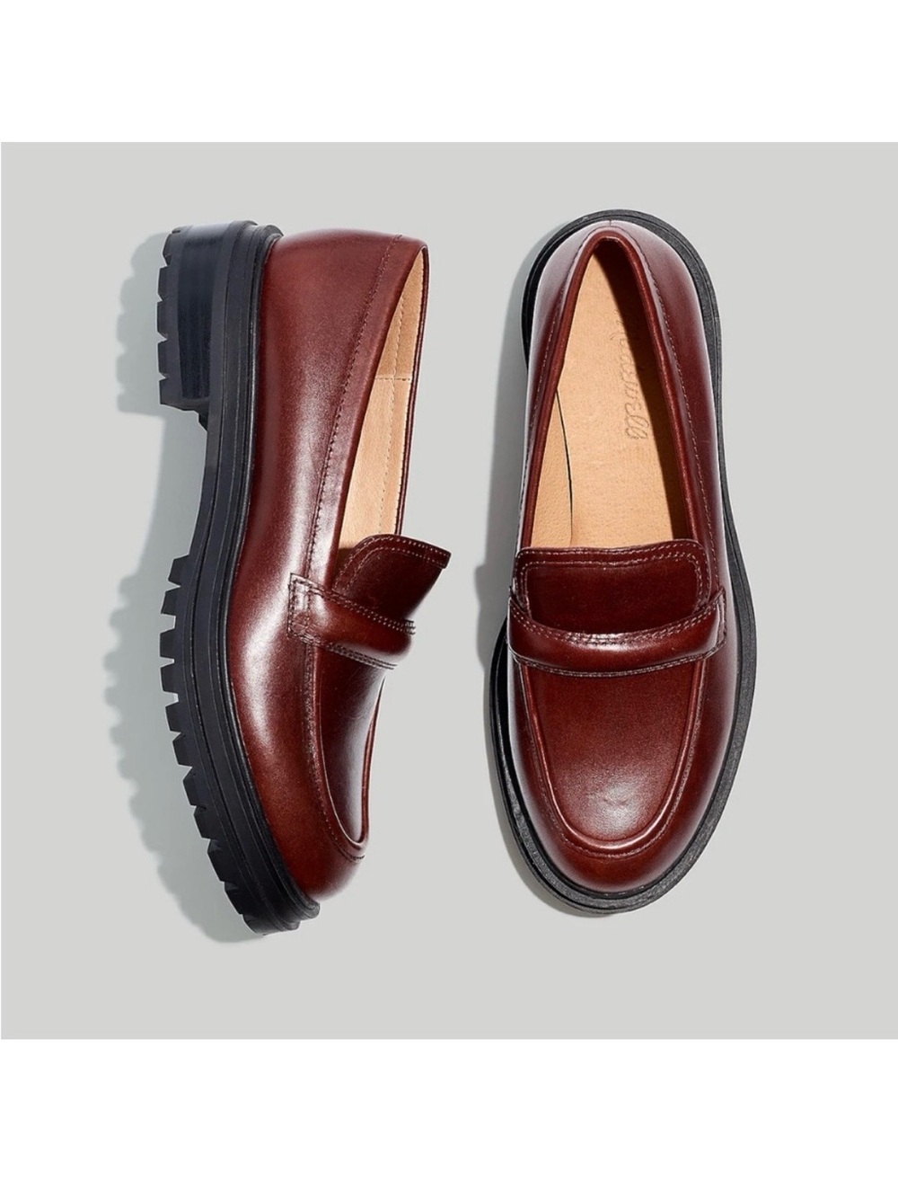 New Madewell Cherrywood Bradley Lugsole Leather Loafer